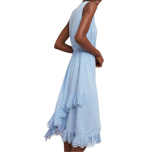 TRACY REESE x Anthropologie Carolina Eyelet Midi Dress | Light Blue Sleeveless M - Picture 8 of 10